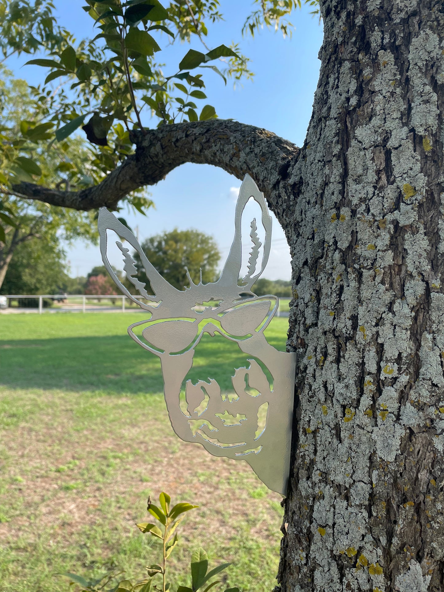 Barnyard Donkey - Yard decoration, tree art tree decor peeping donkey wall decor farm animal fence outdoor garden tree signs artwork home decor