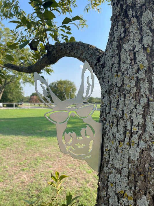 Barnyard Donkey - Yard decoration, tree art tree decor  peeping donkey wall decor farm animal fence outdoor garden tree signs artwork home decor
