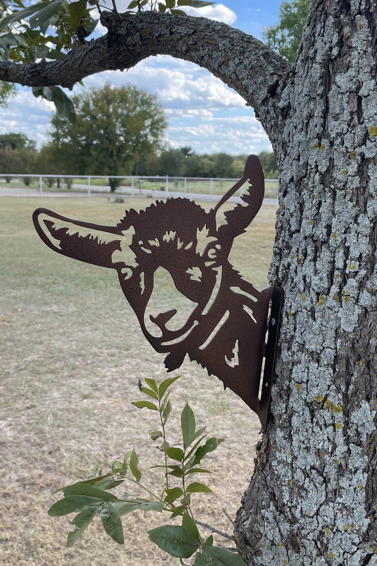 Barnyard Goat - Yard decoration, tree art tree decor  peeping goat wall decor farm animal fence outdoor garden tree signs artwork home decor