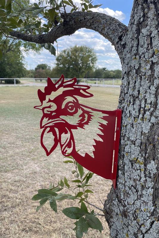 Barnyard Chicken Rooster - Yard decoration, tree art tree decor  peeping chicken wall decor farm animal fence outdoor garden tree signs
