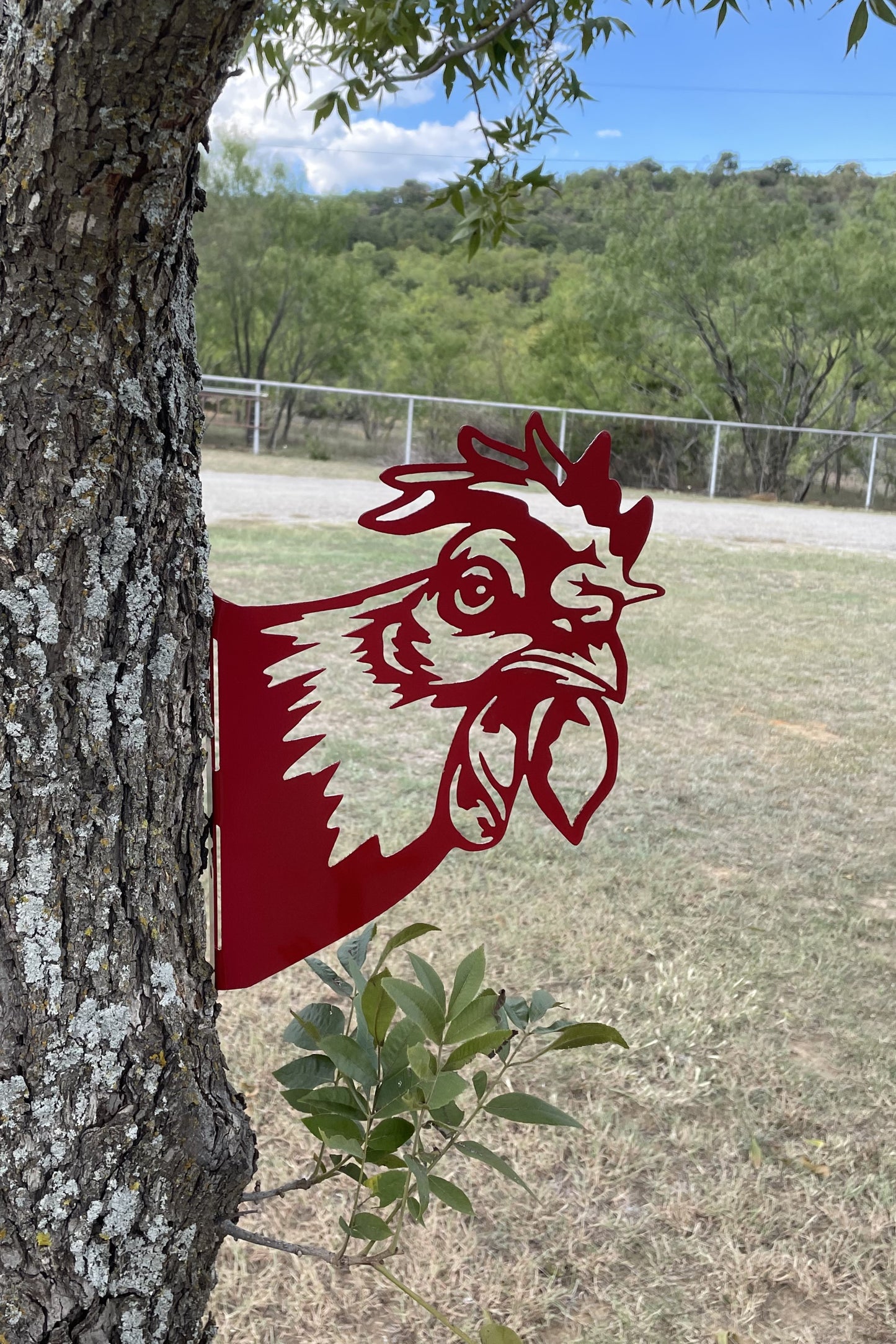 Barnyard Chicken Rooster - Yard decoration, tree art tree decor peeping chicken wall decor farm animal fence outdoor garden tree signs