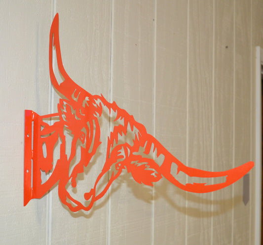 Barnyard Longhorn - Yard decoration, tree art tree decor  peeping Longhorn wall decor farm animal fence outdoor garden tree signs artwork home decor