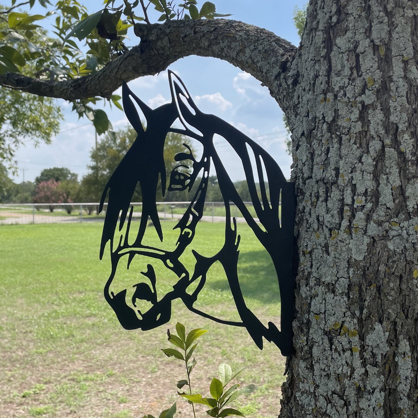 Barnyard Horse - Yard decoration, tree art tree decor  peeping horse wall decor farm animal fence outdoor garden tree signs artwork home decor