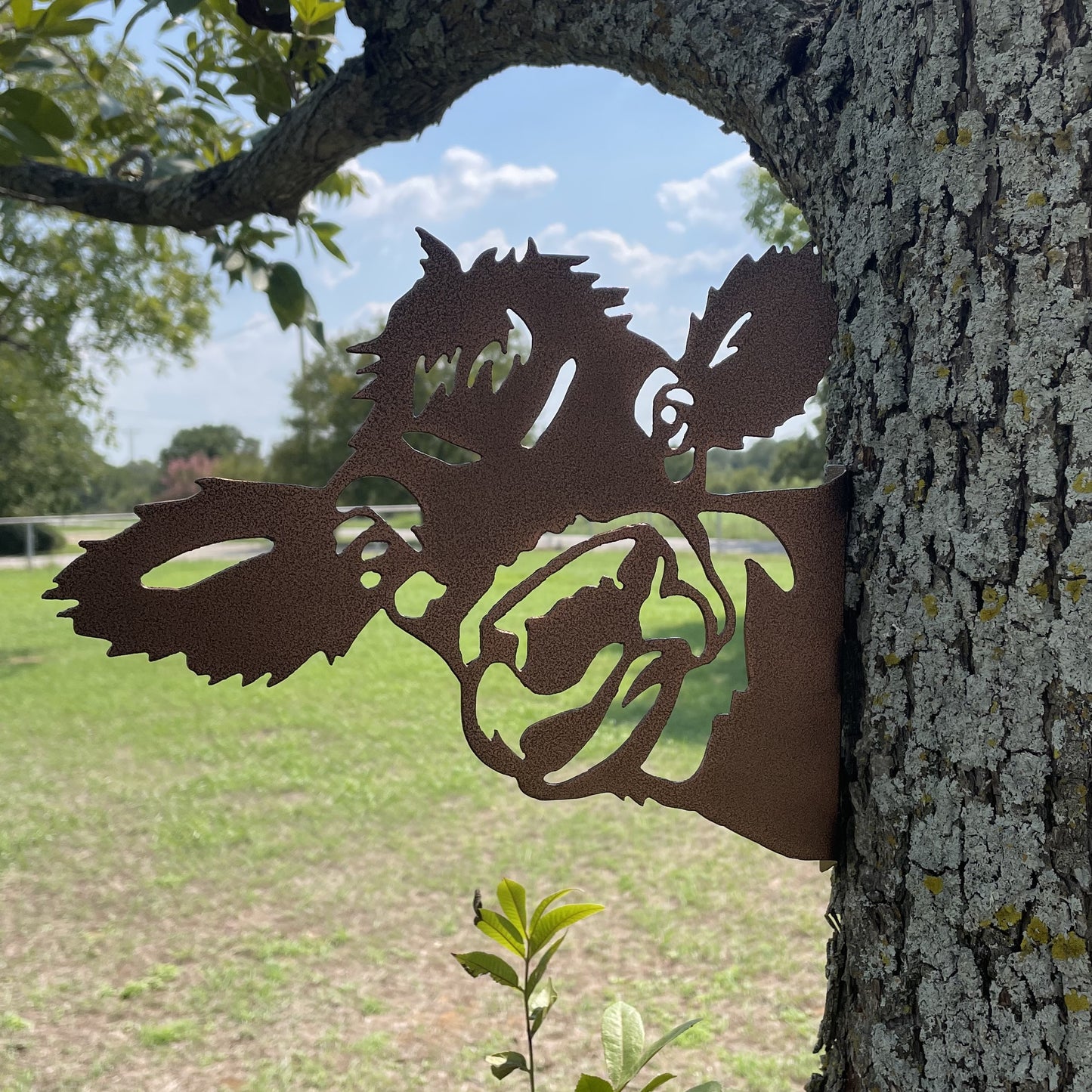 Barnyard Cow - Yard decoration, tree art tree decor peeping cow wall decor farm animal fence outdoor garden tree signs artwork home decor