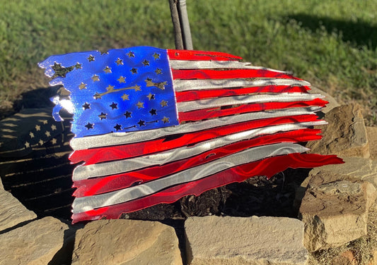 US American Tattered Flag , patriotic US flag,, , soldier metal art work