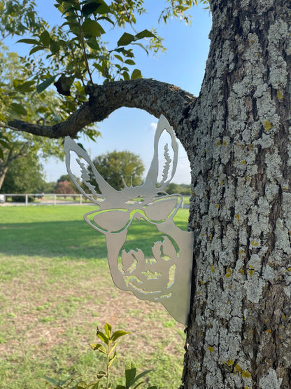 Barnyard Donkey - Yard decoration, tree art tree decor  peeping donkey wall decor farm animal fence outdoor garden tree signs artwork home decor