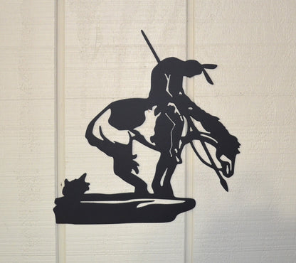 End of the Trail, Indian with horse, Native American custom metal wall art, spiritual wall art