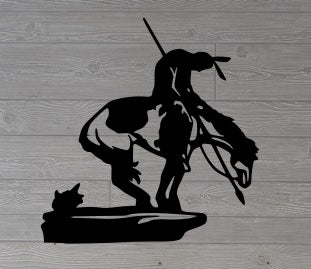 End of the Trail, Indian with horse, Native American custom metal wall art, spiritual wall art