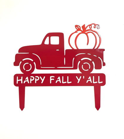 Happy Fall Y'all Truck Yard  carrying a pumpkin, pumpkin harvest, fall decorations, fall decor