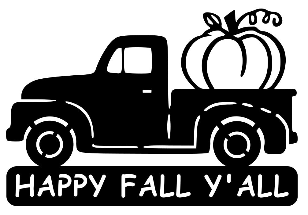 Happy Fall Y'all Truck Hanging carrying a pumpkin, pumpkin harvest, fall decorations, fall decor