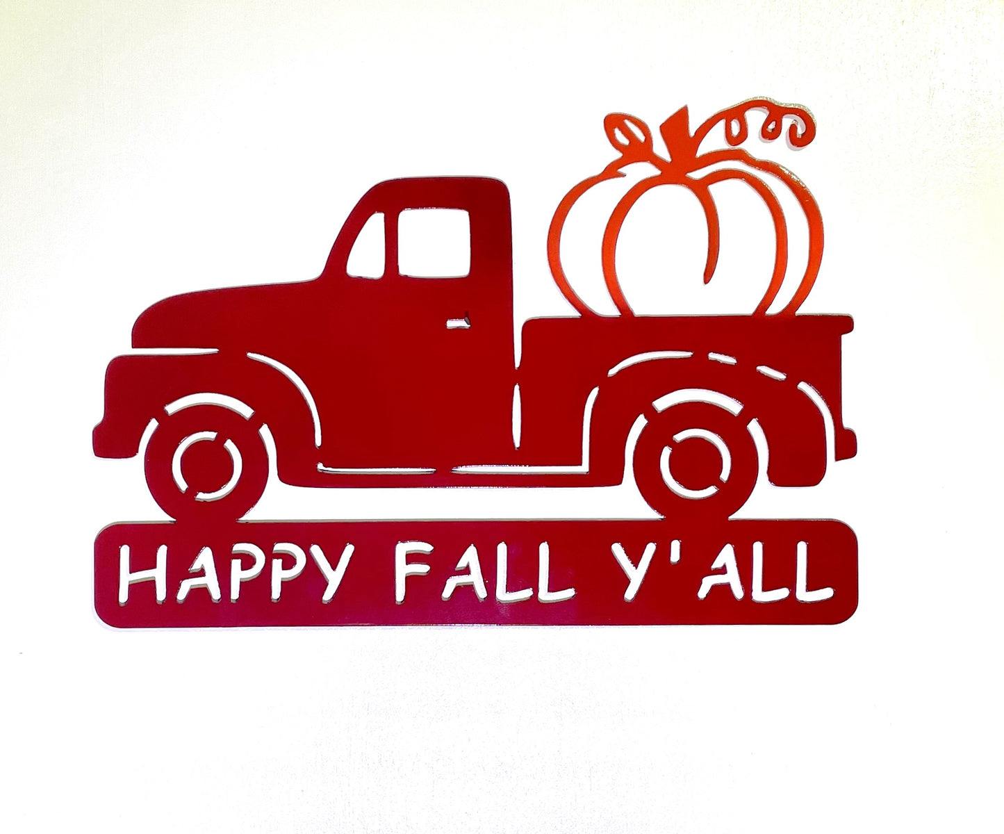 Happy Fall Y'all Truck Hanging carrying a pumpkin, pumpkin harvest, fall decorations, fall decor