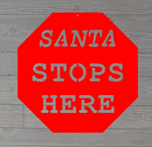 Merry Christmas Santa Stops Here Stop Sign, Christmas decorations, Christmas decor